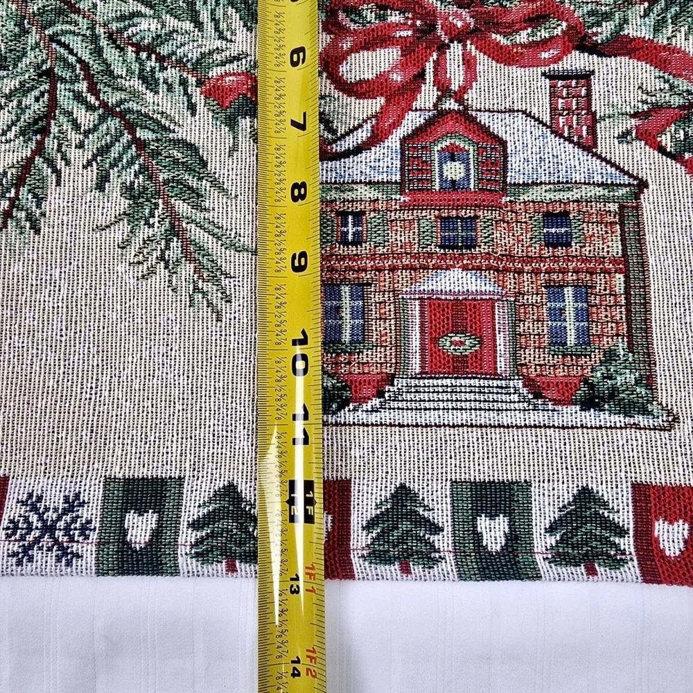 Vintage Christmas Tapestry Placemats Set Holiday Cottage Winter Decor 17.5x13